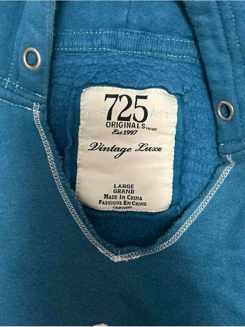 725 Vintage blue Crewneck Hooded Sweatshirt - Picture 3 of 3